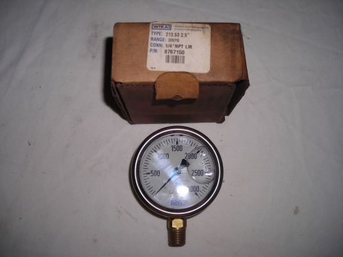 NEW, WIKA  213.53  2.5&#034;  0-3000PSI PRESSURE GAUGE  P/N 9767150  LIQUID FILLED