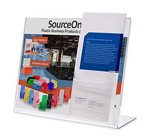 Source One Premium Landscape 11 x 8.5 Slant Back Sign Holder with TriFold Holder