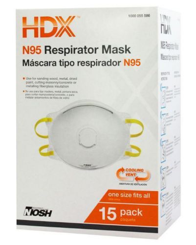 New 15 pack of n95 disposable particulate respirator mask w/ exhalation valve for sale