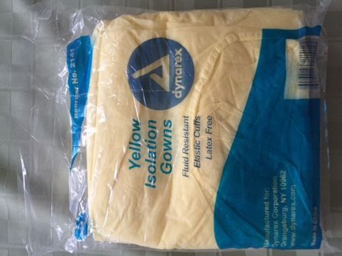 DYNAREX YELLOW ISOLATION GOWN / ELASTIC CUT / LATEX FREE   20/4PKS