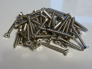 Lot of 50 stainless steel 10 x 1 1/2&#039;&#039; wood screws flat phillips head for sale