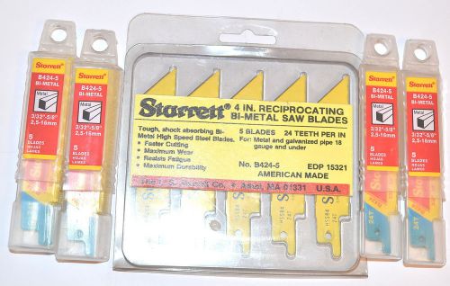 25 NOS Starrett Bi-Metal 4&#034;x.035&#034; 24T RECIPROCATING SAW BLADES #BT4240-5  B424-5