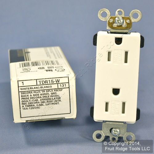 Leviton white commercial decora+ tamper resistant duplex receptacle 15a tdr15-w for sale