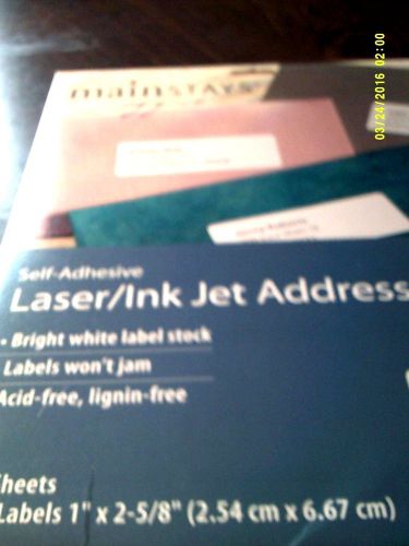 LASER /INK JET ADDRESS LABELS....30 PER SHEET....ACTUAL SIZE 1&#034; X 2 5/8 &#034;--WHITE