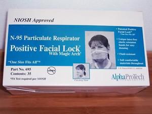 N-95 Particulate Respirator - BOX OF 35 -Positive Facial Lock Mask Alpha Protech