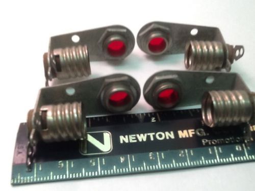 Vintage Lot of 4 RED J Glass Lamp LENS INDICATOR Amp Dash Panel Pilot Rat Rod Go