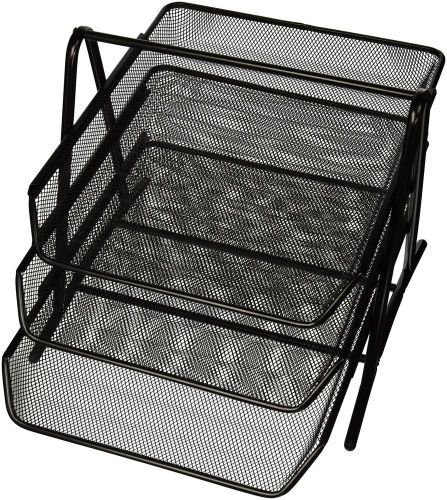 Sparco 90206 3-Tier Steel Mesh Desk Tray Black (11 5/8&#034;W x 13 3/4&#034;D x 10 5/8&#034;H)