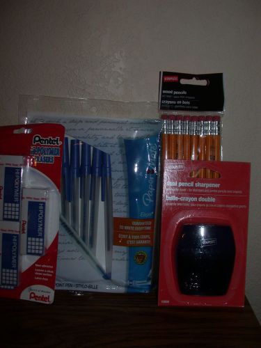 Erasers 3 Pack Pentel White &amp; Pencils,Pens &amp; Dual Sharpener!FREE FAST SHIP!