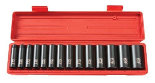 TEKTON 4884 1/2 in. Drive Deep Impact Socket Set, 11-32mm, Metric, Cr-V, 12