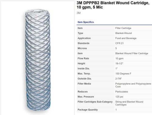 3M DPPPB2 Blanket Wound Cartridge, 10 gpm, 5 Mic