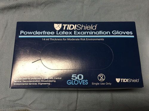Tidishield bs0470-1 powderfree latex exam gloves 14ml thick - 50ct - full box for sale