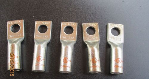 5 Morris Copper Long Barrel 1 Hole Compression Lugs - 94246  3/0-1/2 Orange