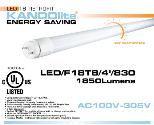 (25) LED KANDOlite F18T8/4ft AC100V~305V 18W TUBE 4ft 3000K, 4000K ,or 5000K