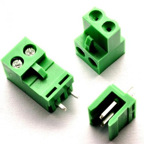 10PCS HT-5.08 2P 5.08mm Pitch 300V 10A Straight Pins Green Terminal Blocks