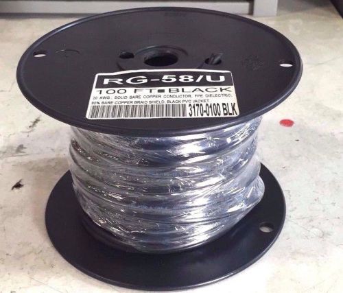 Rg 58/u 20awg solid bare copper 80% bare copper braid shield black pvc jacket for sale