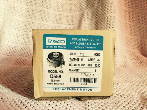 Fasco D558 Unit Bearing Motor  6 Watt  115 Volts  1550 RPM  1 Speed  .42 Amps  T