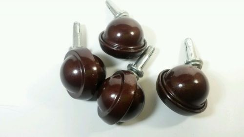 VTG MID CENTURY METAL Brown INDUSTRIAL SHEPHERD CASTER WHEELS SET LOT OF 4