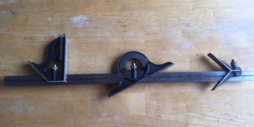 Starrett 4 Piece 24&#034; Cast Iron Combination Square No.491 Machinist Tool 16R GRAD