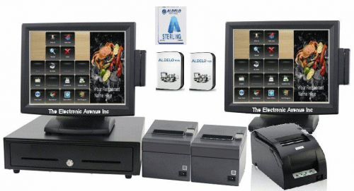 ALDELO POS 2013 PRO BARS RESTAURANTS COMPLETE SYSTEM 2 Stations Windows 7 NEW