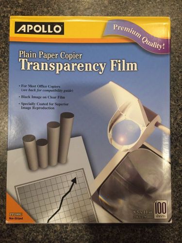 APOLLO PP100C Plain Paper Copier TRANSPARENCY FILM 8.5 x 11 100 Sheets