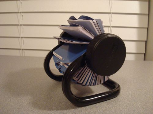 ROLODEX c.2006 Black Metal Wire Frame Desktop Card File Organizer w/ Blank Cards