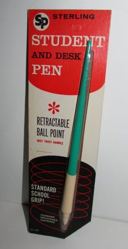 Vintage 1960 teal DESK PEN,Sterling plastic USA, 7&#034; NEW orig package