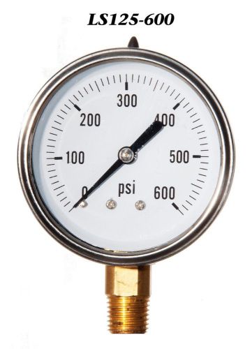 New Hydraulic Liquid Filled Pressure Gauge 0-600 PSI