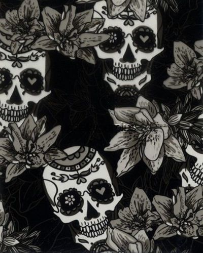 HYDROGRAPHIC WATER TRANSFER PRINT HYDRO DIPPING FILM Black White Skulls Flowers