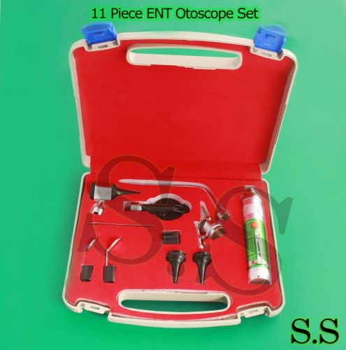 Otoscope &amp; Ophthalmoscope - Green - 11 Piece ENT Medical Diagnostic Set