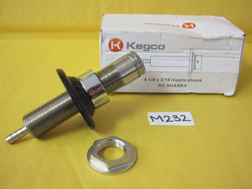 Kegco KC SHANK4 Long Shank with Nipple Assembly-3/16&#034; I.D. Bore, 4-1/8&#034;, Brass