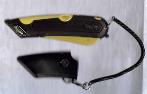 Easy cut 2000 safety box cutter knife w/ holster &amp; lanyard easycut yellow for sale