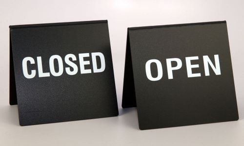 Closed/open reversible signs, tent style, 5 pack, black w/white, free shipping for sale