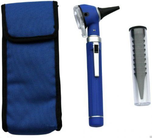 New Fiber Optic Mini Otoscope Set - Medical Diagnostic Examination Set Blue