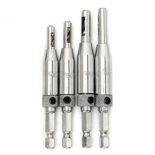 4x hss hex self centering hinge drill bit set pilot hole door cabinet recess for sale