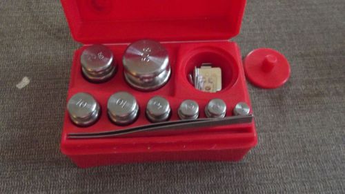 Vintage &#034;troemner&#034; weight scale 8pc. set in red plastic case for sale