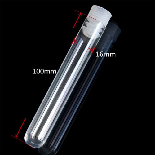 10pcs Plastic Test Tubes Container Disposable Caps Stopper Lab Tool 100x16 mm.