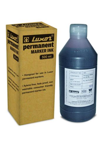 Luxor Permanent Marker Ink Bottle (Black) 500 ml bottle Fade Proof Non washable