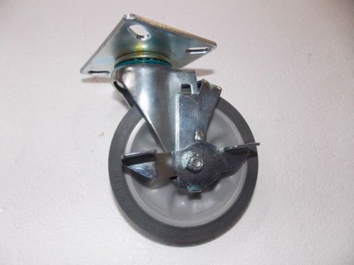 SET OF 4 Plate Caster w/ 5&#034; Non-marking Silent Wheel Swivel &amp; Brake