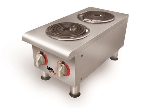 APW Wyott EHPI Hotplate electric countertop two burners flat spiral tubular...