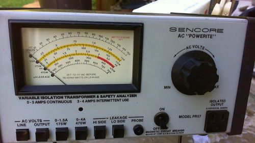 Vintage Sencore PR57 AC Powerite Variable Isolation Transformer Safety Analyzer