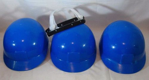 3 NS SMOOTH TOP BLUE VENTED HARD HATS WITH PADDED INSERTS