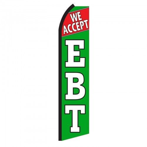 1 we accept ebt green swooper flag 15ft sign banner + pole made in usa (one) for sale