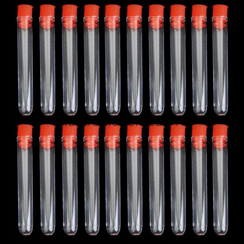 20pcs Non-Graduated Plastic Test Tube Laboratory Lab Tool with Screw Caps