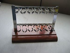 Used vintage crown desk rack 12, desk top rubber stamp stand/holder, wood base for sale