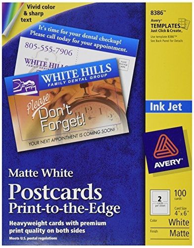 Avery Postcards for Ink Jet Printers, 4 x 6 Inches, White, 100 Cards (08386)