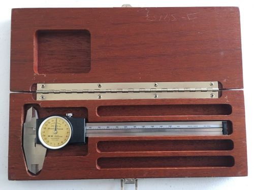 Brown &amp; sharpe 599-579-12 dial caliper w/ wooden case shockproof swiss made for sale