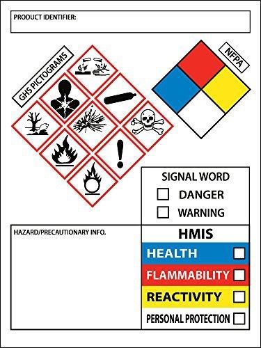 National Marker NMC Signs GHS Secondary Container Labels 250/Roll