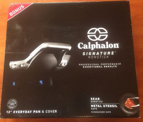 New Calphalon Signature Nonstick Everyday Chef Pan With Lid 12&#034; Black NIB