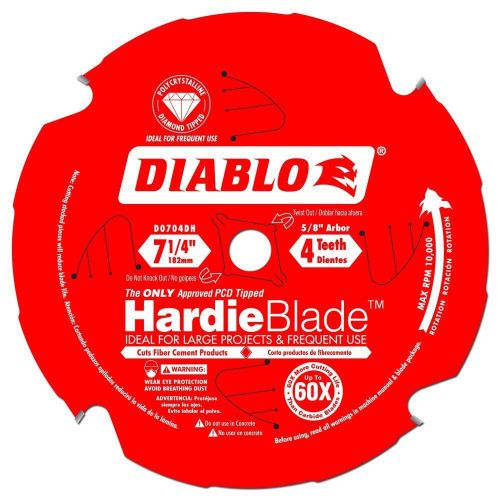 NEW DIABLO - D0704DH - 7 1/4&#034; x 4 TOOTH FIBER CEMENT HARDIEBLADE