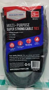 Extra 26 Inch Long Large - 200 Lbs Strong UV Black Nylon Heavy Duty Zip Ties